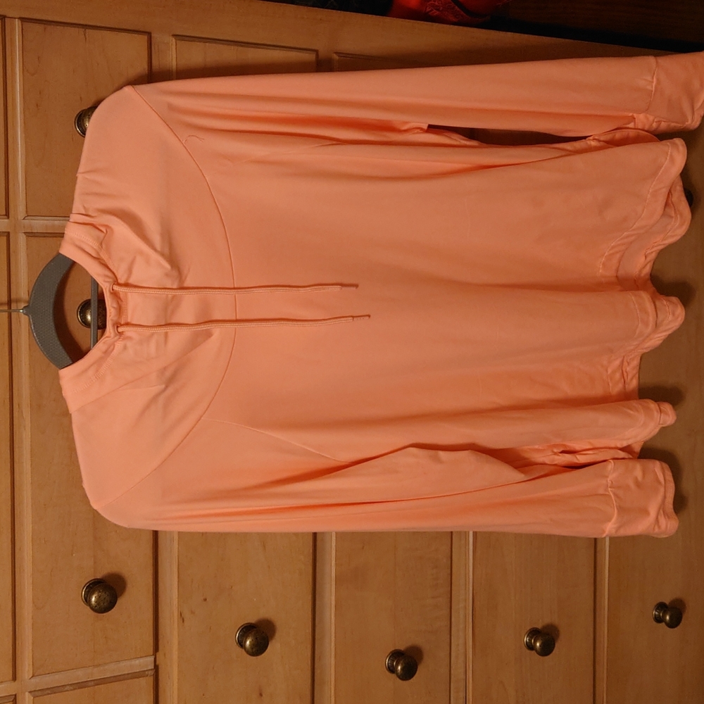 Zelos Plus Size Long Sleeve Round Hem Drawstring Hoodie, size 1x, pink, like new